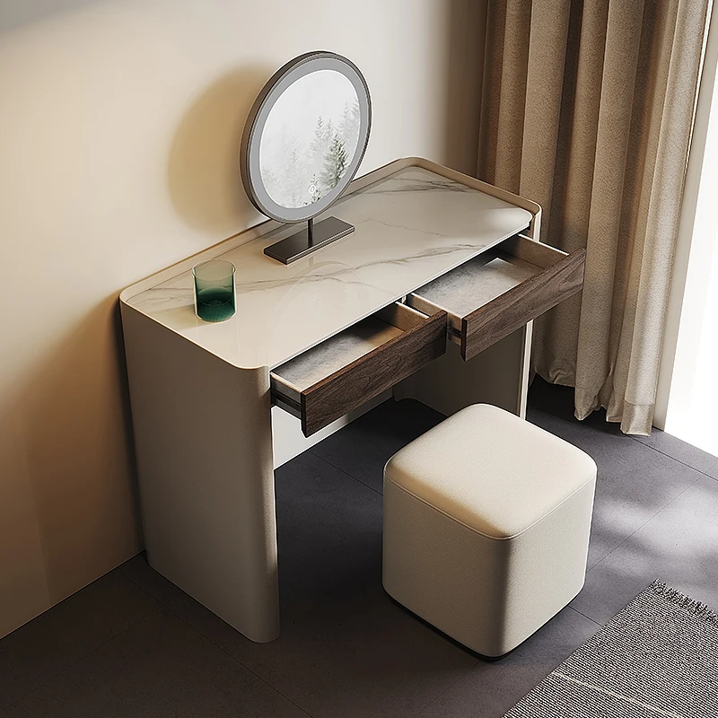 Italian minimalist rock slab dressing table small apartment bedroom bay window ultra-narrow small computer desk integrated dress