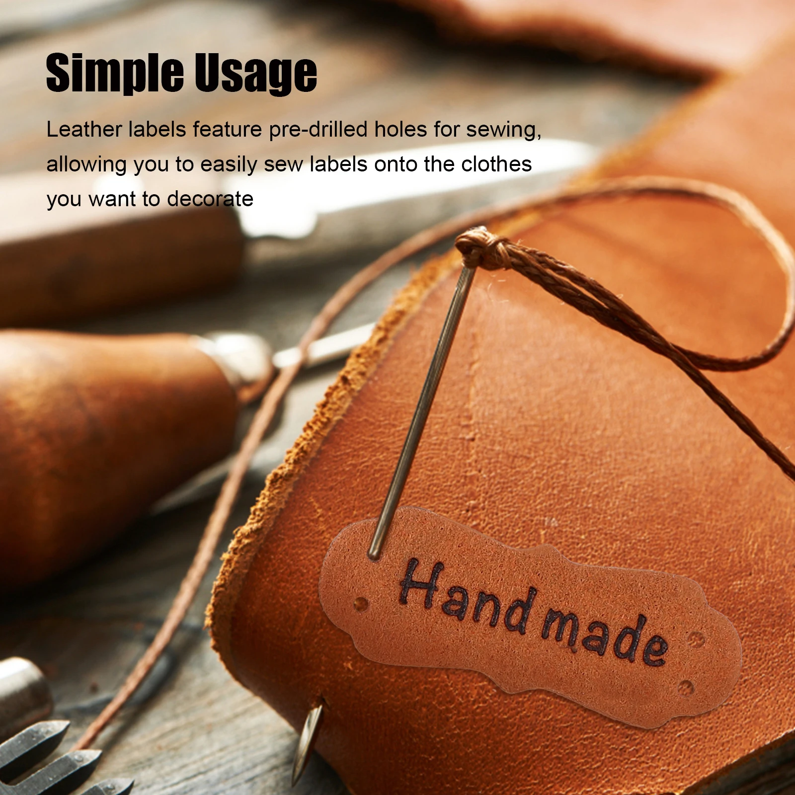 

100Pcs Colorful PU Labels Embossed Handmade Tags for Clothes Bags Hats DIY Sewing Accessories Crafts Handmade Labels