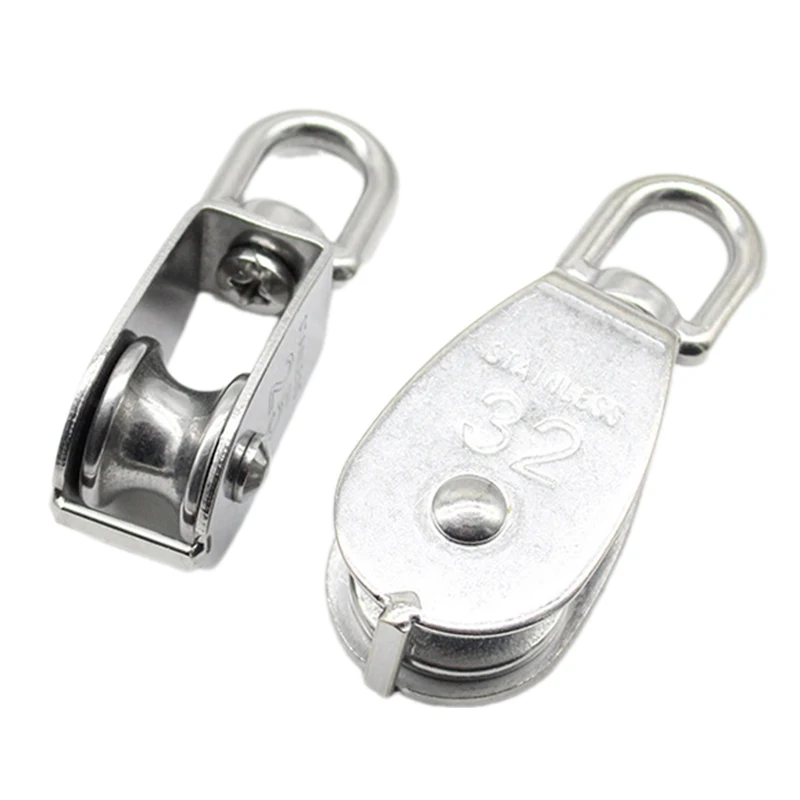 M15/M20/M25/M32 Single Pulley Block Stainless Steel Rotating Lifting Rope Pulley Lifting Wheel Tool