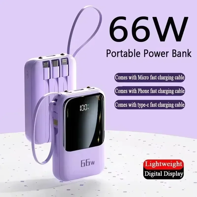 66W Fast Charging Mini Power Bank 20000mAh PD 20W Flash Charging Powerbank External Battery for IPhone Xiaomi Portable Charger