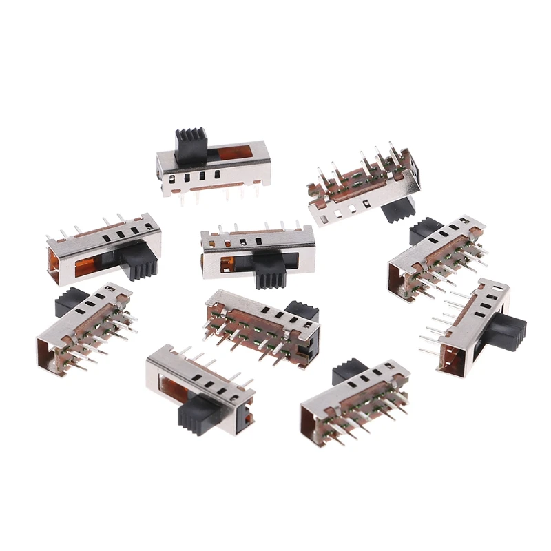 10Pcs SS24E01-G5 Slide Switches Vertical 0.5A 10 Pin 4 Position Toggle