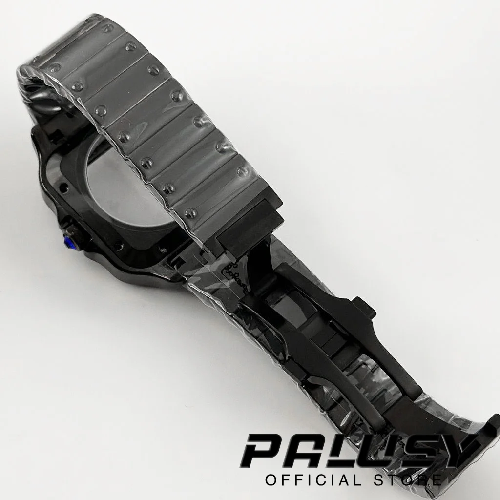 PVD Schwarzes 38-mm-Uhrengehäuse, quadratisch, 316L-Edelstahl für NH35, NH36, NH37, NH70, NH72, Automatikwerk, geeignet für 27-mm-Zifferblatt