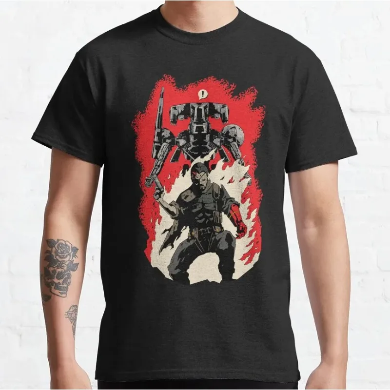 

Cyborg Ninja Metal Gear Solid Gray Fox Vintage Videogame MGS Printed T Shirt for Men 100% Cotton Plus Size Men's Clothing