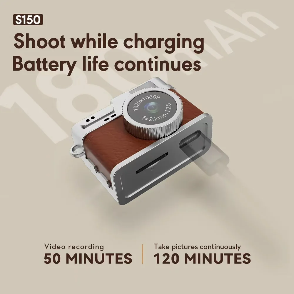 S150 Vintage Pocket Digital Camera 1080P HD Vlog Cam Lightweight Lanyard‑Ready Mini Camera For Outdoor Travel Daily Shooting