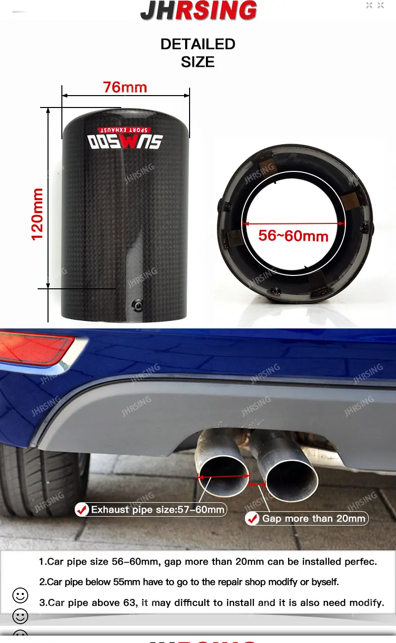 Exhaust Tip Muffler Pipe Cover carbon fiber Exhaust Muffler Tailpipe For VW CC Passat Tiguan Audi JETTA SAGITAR POLO GOLF 7