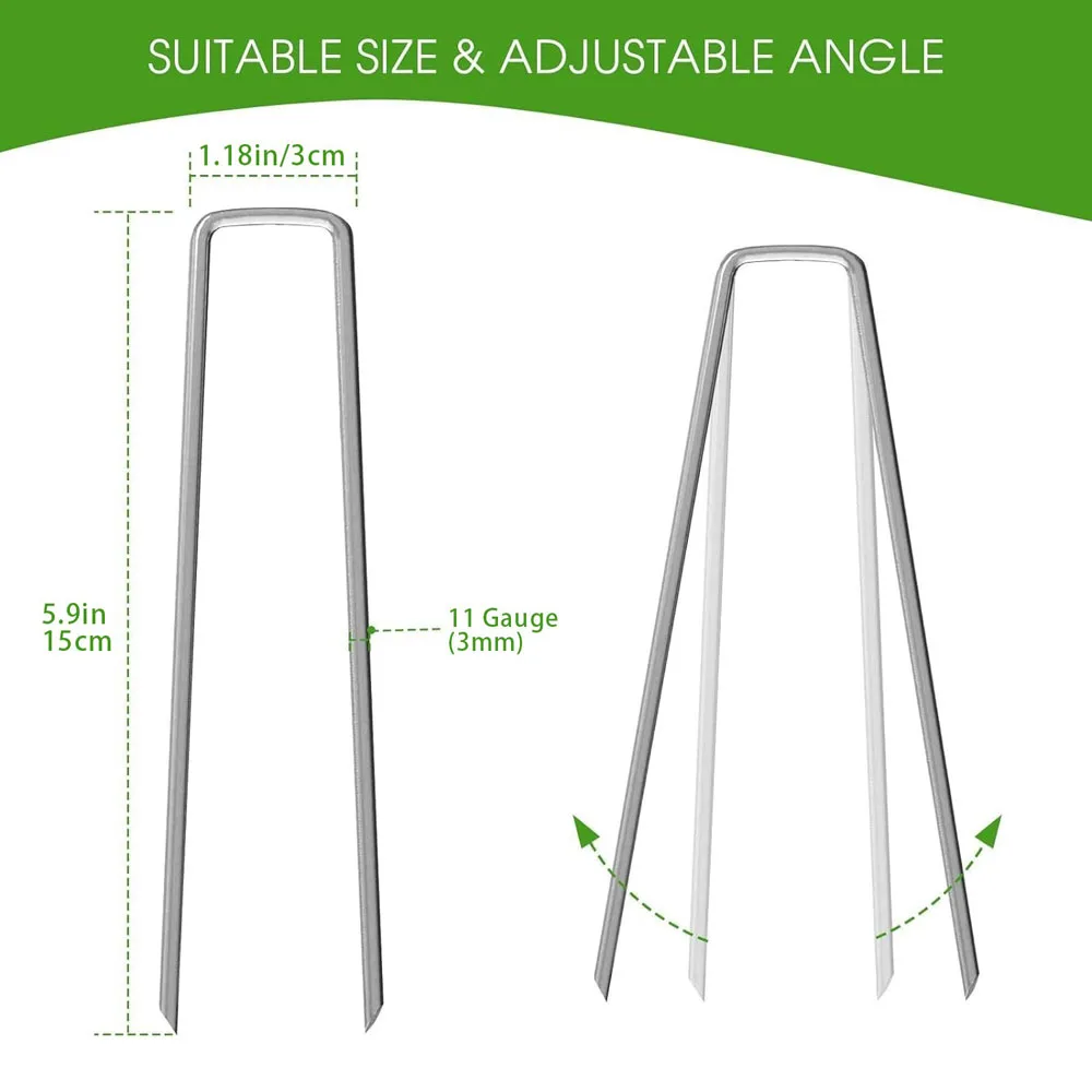 15cm Garden Stakes Galvanized Landscape Staples,U-Type Turf Staples for Artificial Grass,Rust Proof Sod Pins Stake Tent Peg Nail
