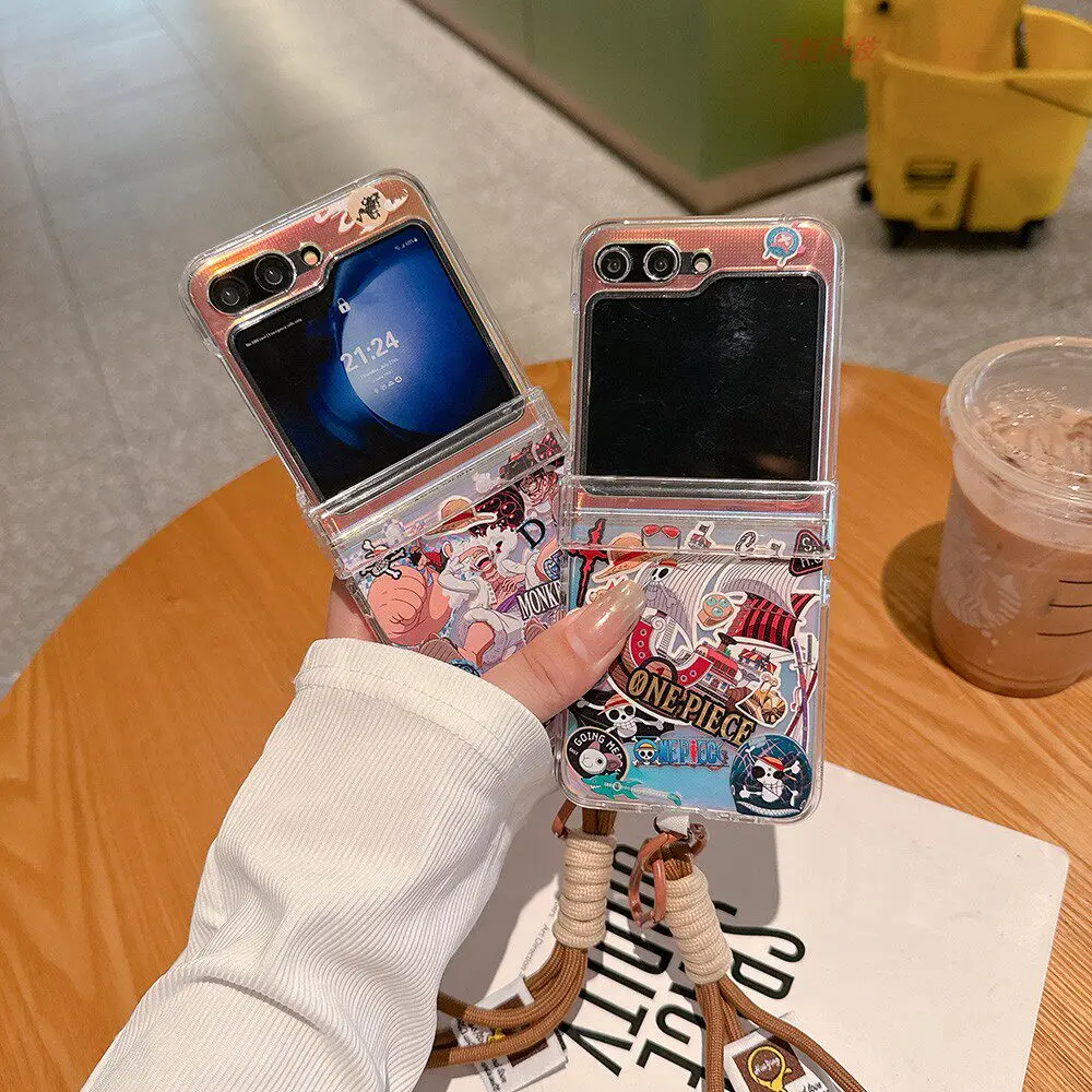 ONE PIECE animation peripherals Luffy Thousand Sunny suitable for Samsung Galaxy Z Flip3 4 5 6 7 mobile phone protective case