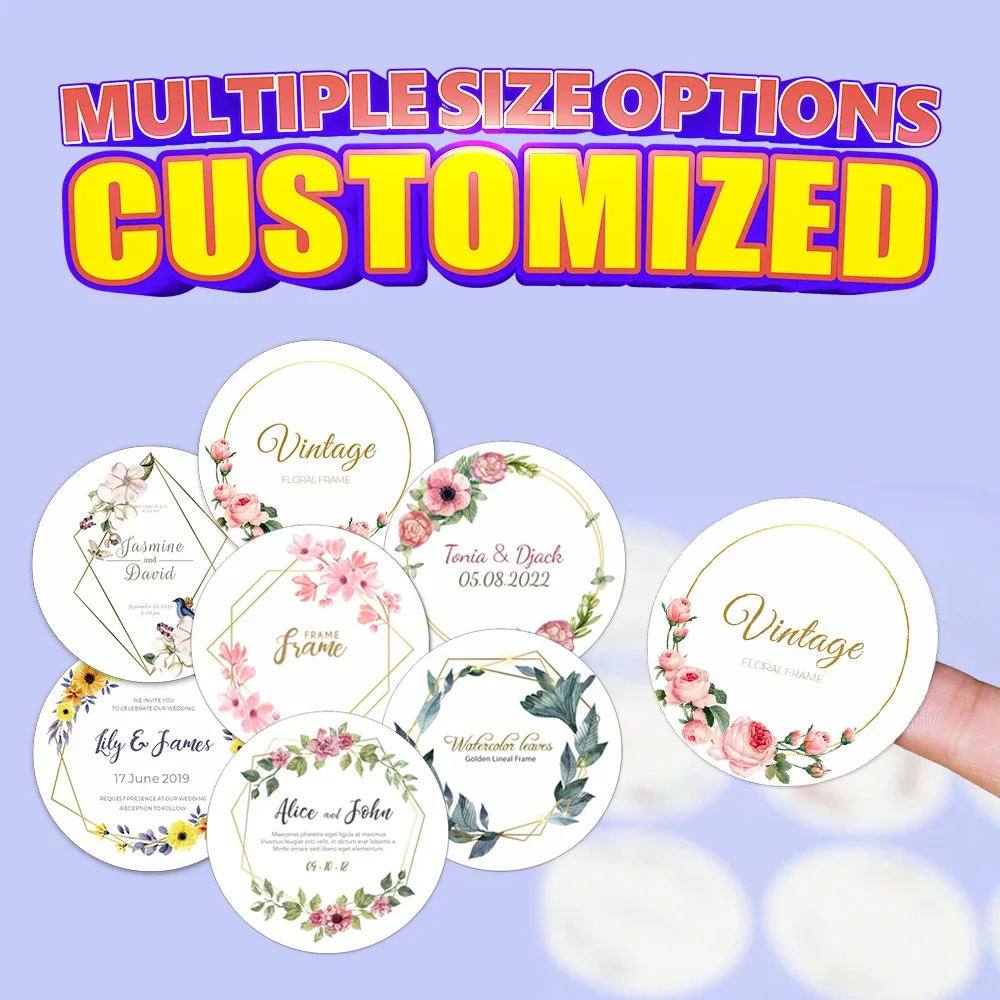 4/5/6/7/8cm Custom Sticker and Customized Logos Wedding Birthday Baptism Stickers Design Your Own Stickers Personalize Stickers