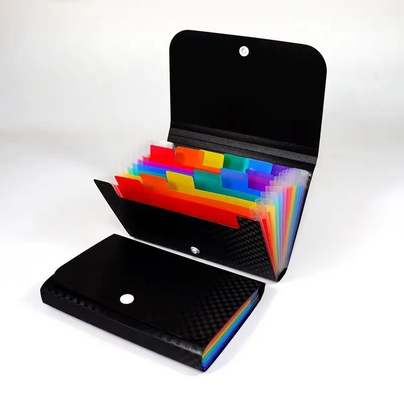 Small File Wallet Receipt Folder A6 Accordion Folder 7-layer 13-layer File Case Waterproof with Self-adhesive Index Tabs