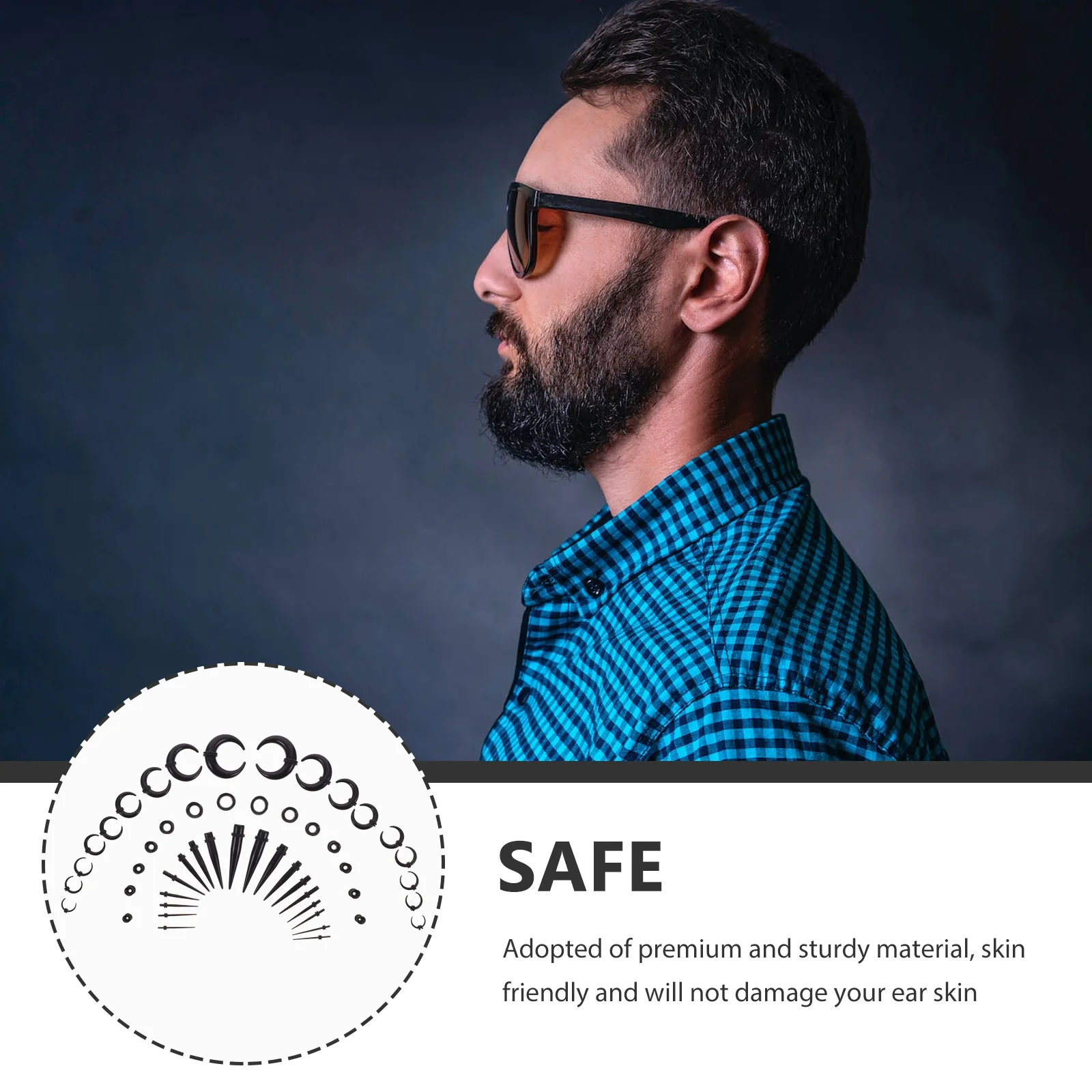 Juego de tapones para túneles de cuerno de buey, expansor de calibre de oreja, ligero y cómodo, regalo para principiantes, 1 Juego