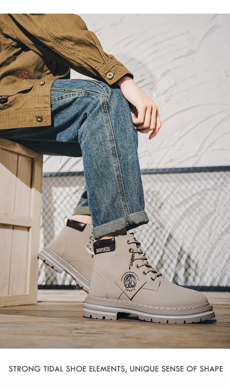 Modische Herren-High-Top-Stiefel, weiches Komfortfutter, verschleißfeste Sohle, ideal für Outdoor-Sport und Wandern. – Detail 14