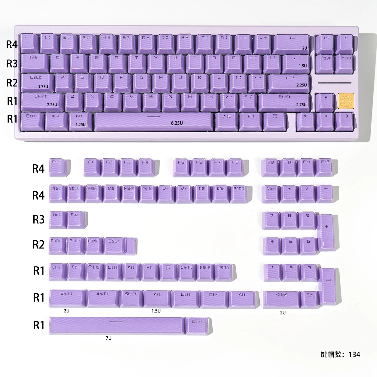 PBT Crystal Keycaps OEM Height ABS Double Shot Semi Transparent Black White Pink Purple Yellow for Mechanical Keyboard