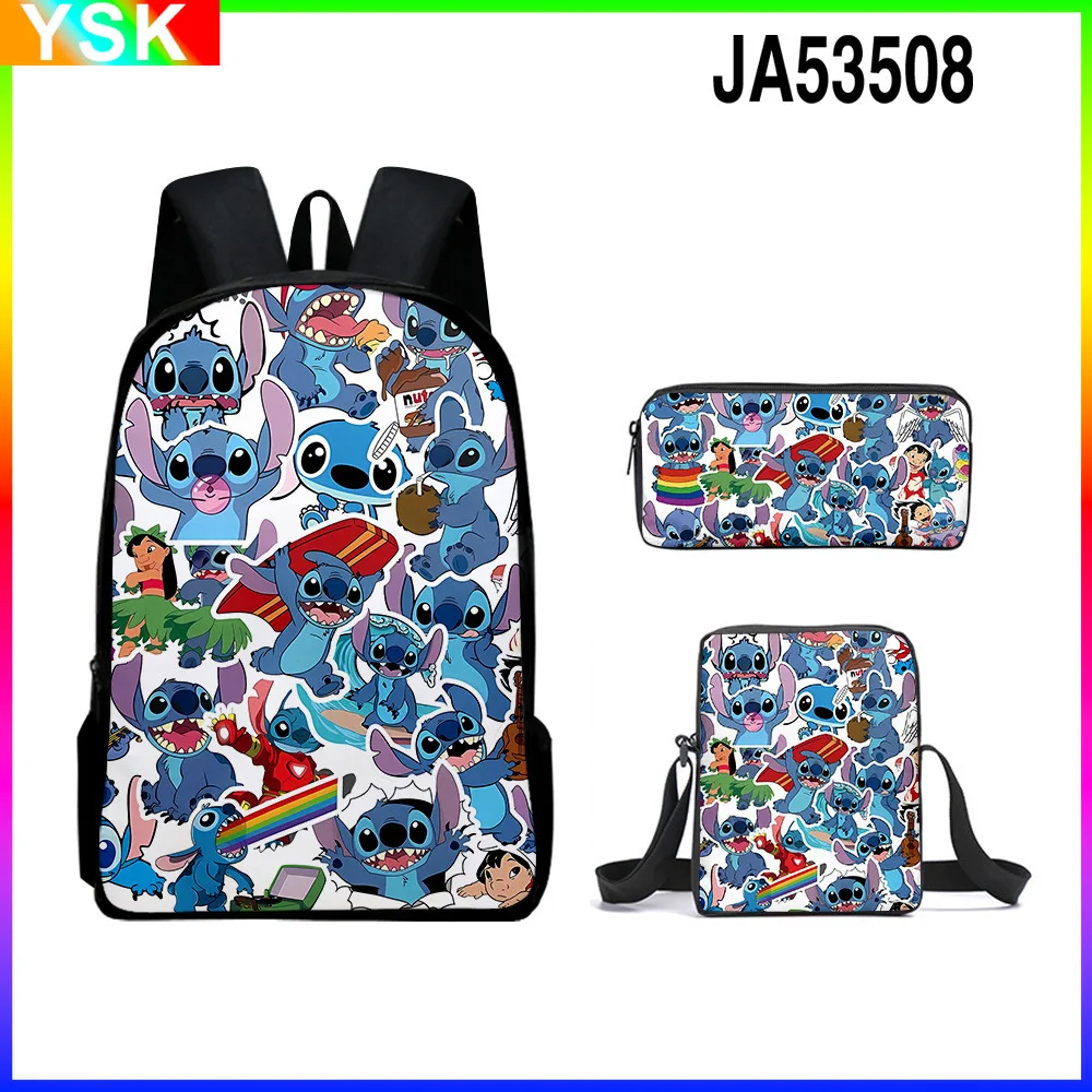 3 pz-set MINISO Disney nuovo completamente stampato Cartoon Stitch animazione borsa da scuola zaino borsa a tracolla borsa a penna zaino borsa da esterno