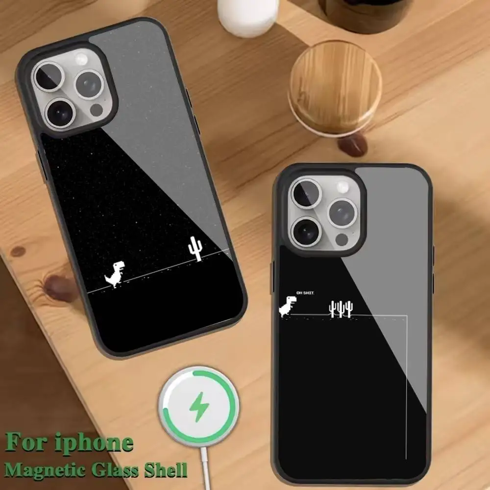 

Internet T-Rex Dinosaur Phone Case For Magnetic Wireless Charge Cover For iphone 16 15 14 13 12 11 Pro Max Plus Coque