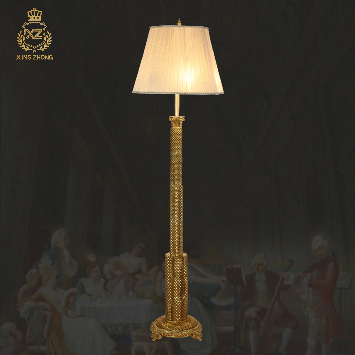 

European Classic Living Room Corner Bright Decorative Brass Floor Lamp Bedroom Study Floor Lamp With Lampshade
