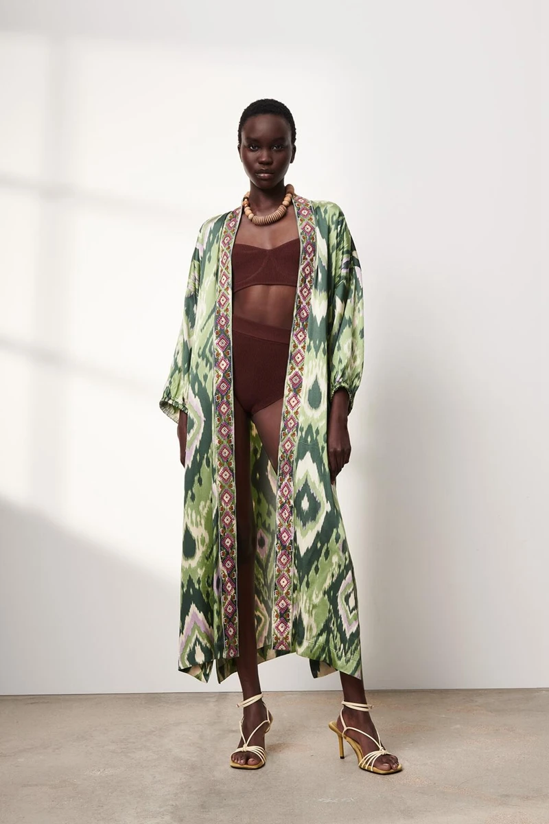 

Women's Spring Summer New Ethnic Sle Design Floral Print Kimono Long Outercoat Floral Print Traditional Costume Stage Costume