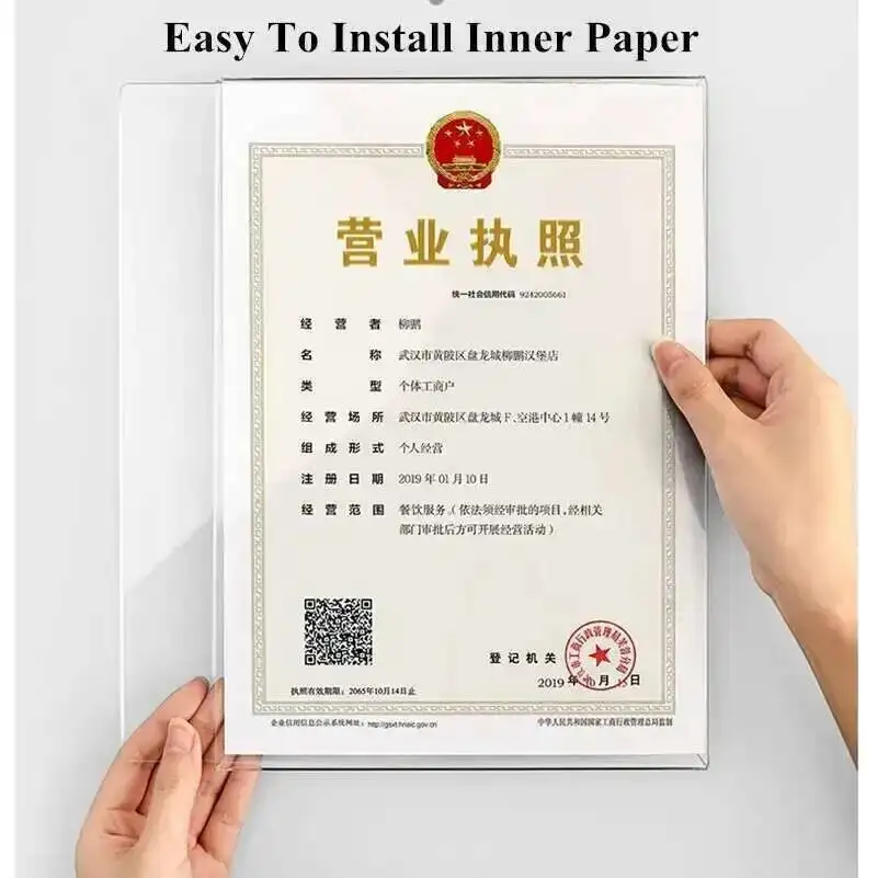 1PCS 8.5X11Inch Wall Mount  Acrylic Sign Holder Stand Restaurant Menu Paper Price Listing Picture Photo Poster Flyer Frame A4