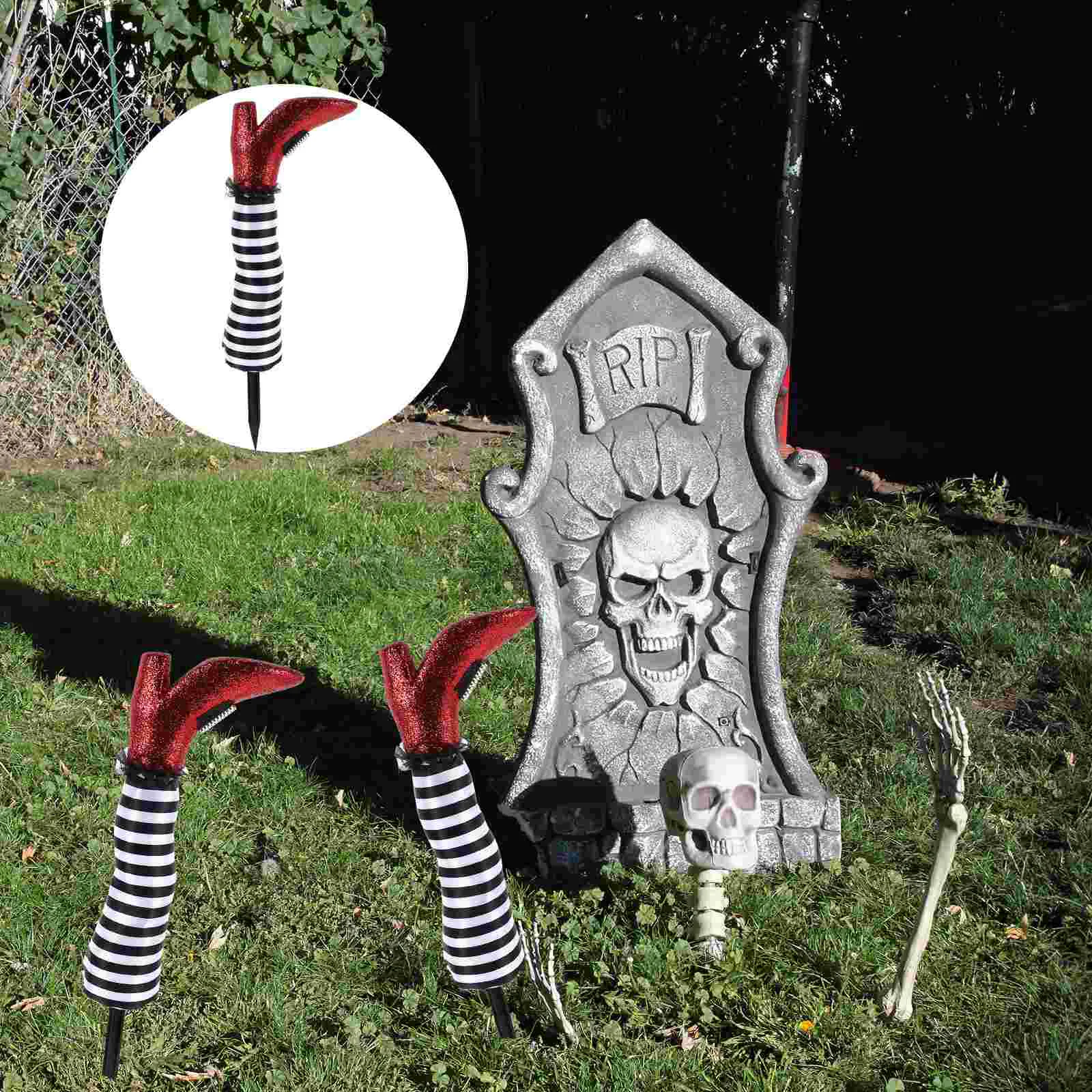 

Halloween Witch Prosthetic Leg Decoration Party Ornament Decorate Sign Holiday Lawn Body Foam Cloth Prop Decor Garden Stakes