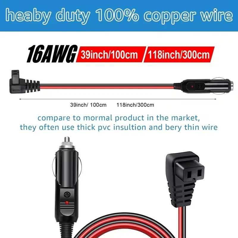 16awg RV Plug Adapter for Extending The Connection to a Car Refrigerator, Outdoor Power Extension, Solar Cable