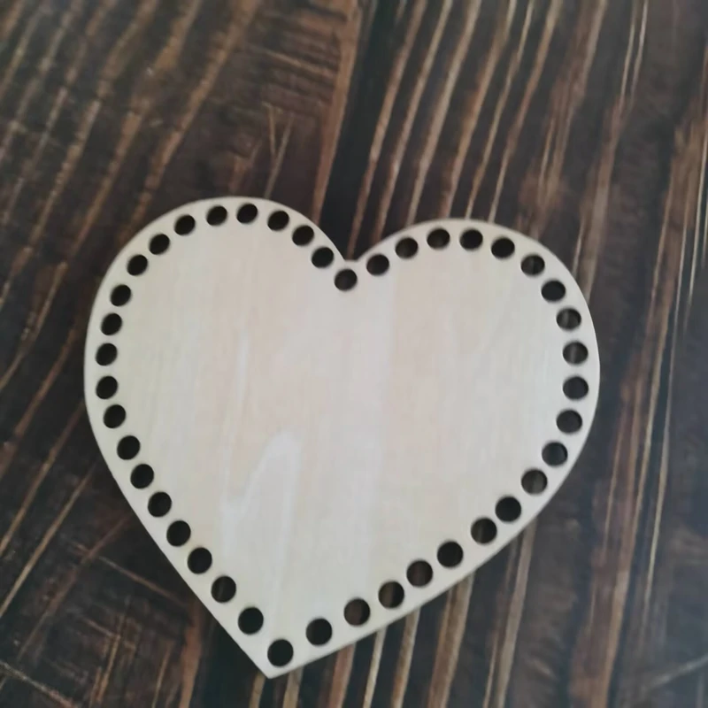 10x Wooden base HEART for crochet baskets Wood Chips Solid Wood Bag Bottom DIY Bottom Crochet Heart 10cm