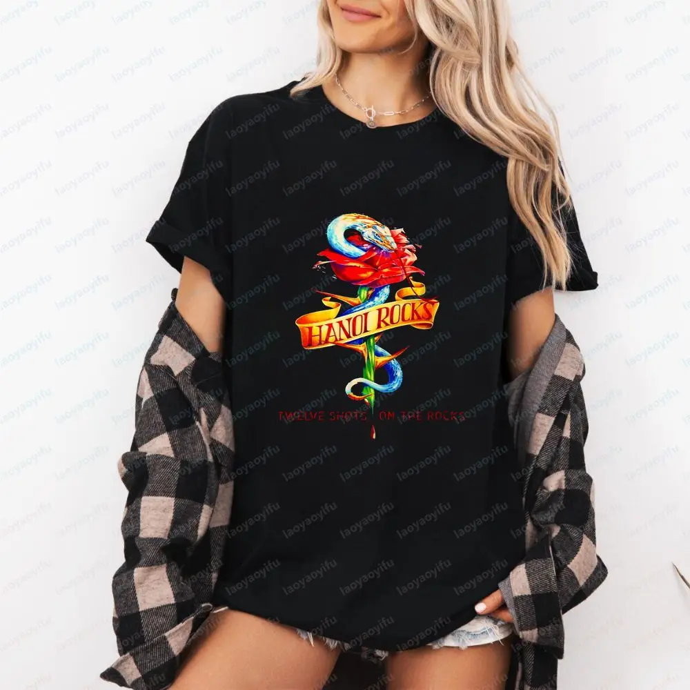 HANOI ROCKS - Printed T-shirt - Unisex Trendy Short-sleeved T-shirt Suitable for Both Men and Women - Large Size