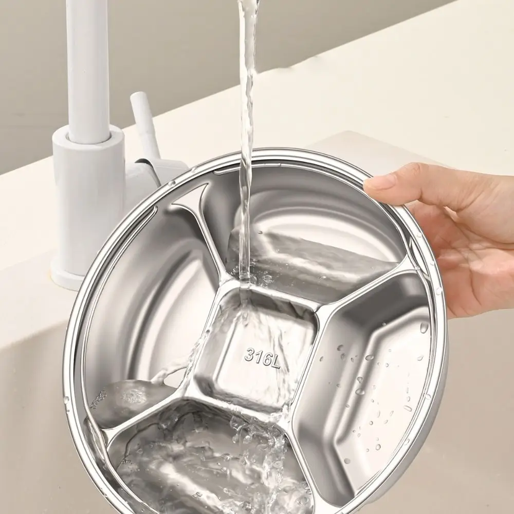 Multifunctional 316 Stainless Steel Divided Steamer Tray with Handle 3/4/5 Grids Food Steamer Anti-Scald Steamer Rack