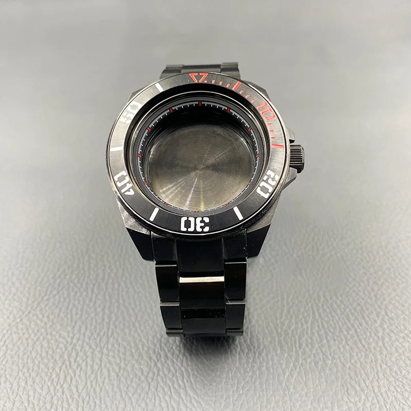 Black SRPF Samurai Series Watch Case and 22mm Bracelet Sets Included Sapphire Glass Fit NH34 NH35 NH36 Movement Customizable
