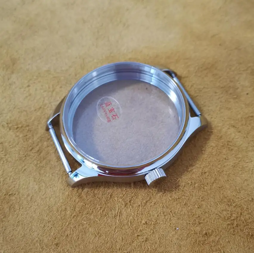 Pilot style 41mm 316L Stainless steel watch case cylindrical shaped crown sapphire Suitable for ETA6497 Seagull ST36 movement