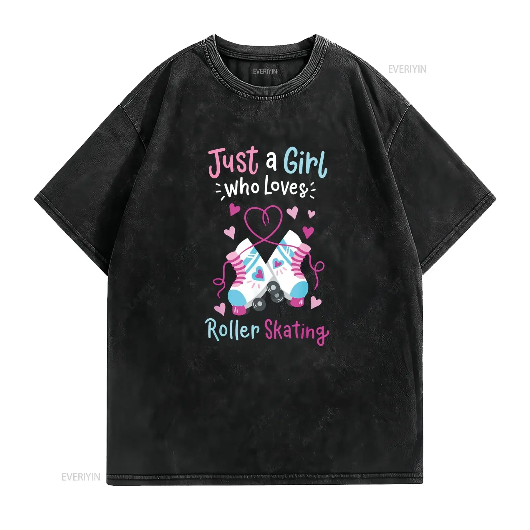 Roller Skater Just a Girl Who Loves Skating T Shirt vintage Washed Unisex Stretched streetwear Comfortable Stylish
