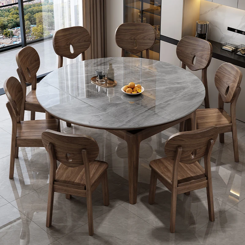 # Z Modern White Round Extendable Dining Table Set For 6 Garden Dining Furniture For Home Living Room