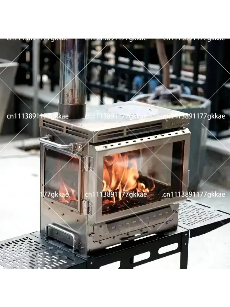 Portable Stainless Steel Wood Burning Camping Stove Multifunctional Outdoor Tent Heater for Hiking Picnic Cooking
