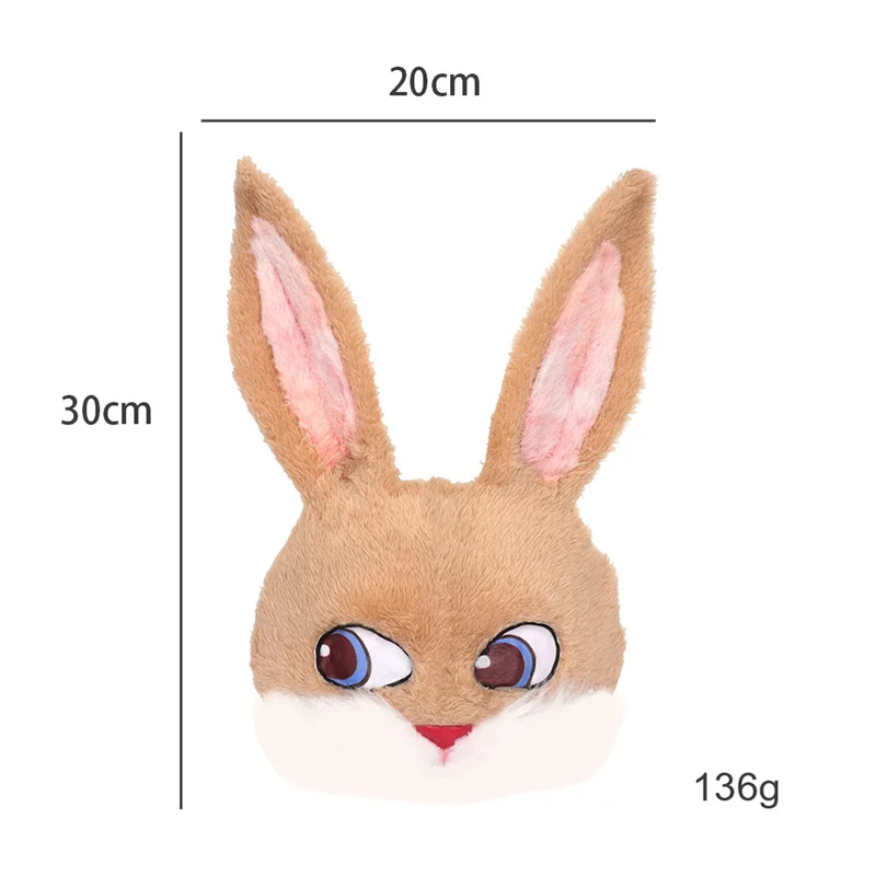 Plush Rabbit Masks Halloween Cats cosplay Head Decorative for Women Men Carnival Cover Accessories