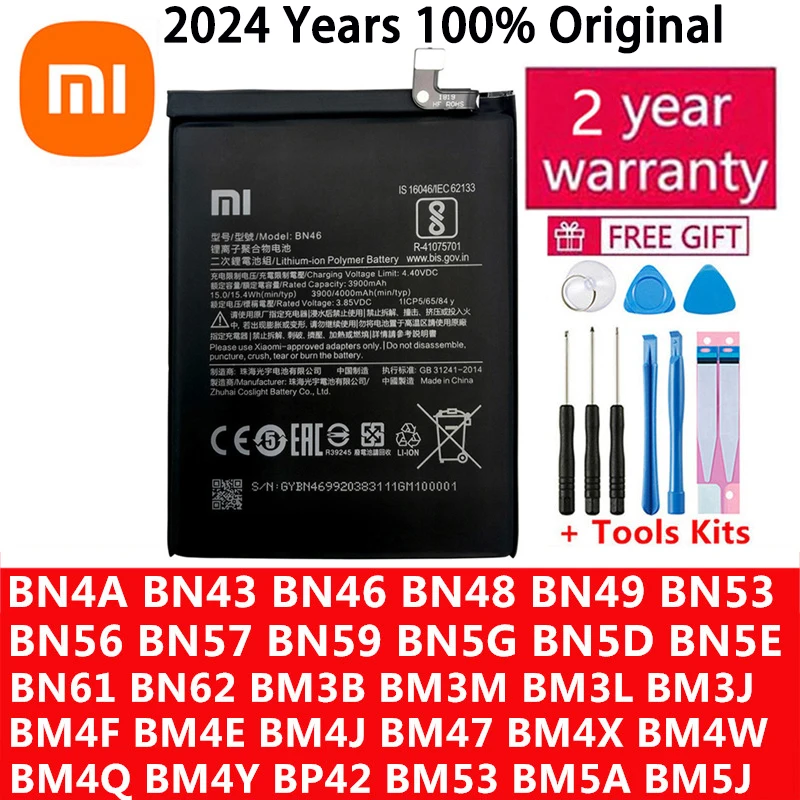 

Original Battery Xiaomi Mi Redmi Note Pocophone Poco F1 F2 F3 3 3S X3 K30 4 4X K40 5 6 7 8 8T 9 9A 9C 9T 10 10S 10T 11 Pro Lite