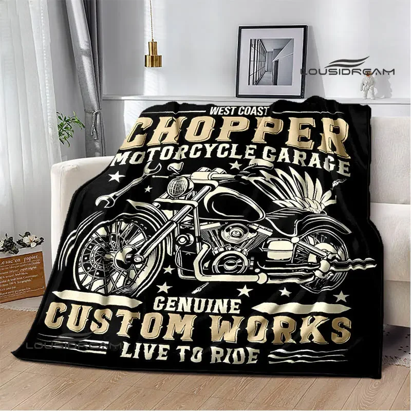 Motorcycle retro printing blanket Flange Warm Soft and comfortable picnic blanket bed linings birthday gift