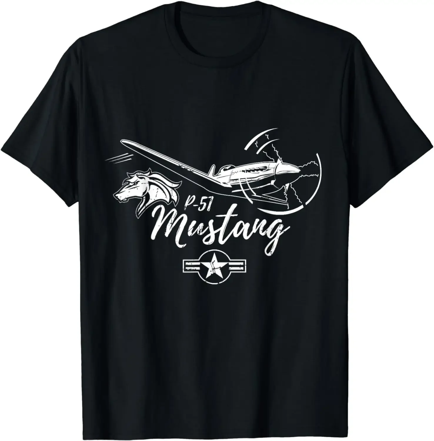 

Retro WWII Warbird P-51 Mustang Fighter T-Shirt 100% Cotton O-Neck Summer Short Sleeve Casual Mens T-shirt Size S-3XL