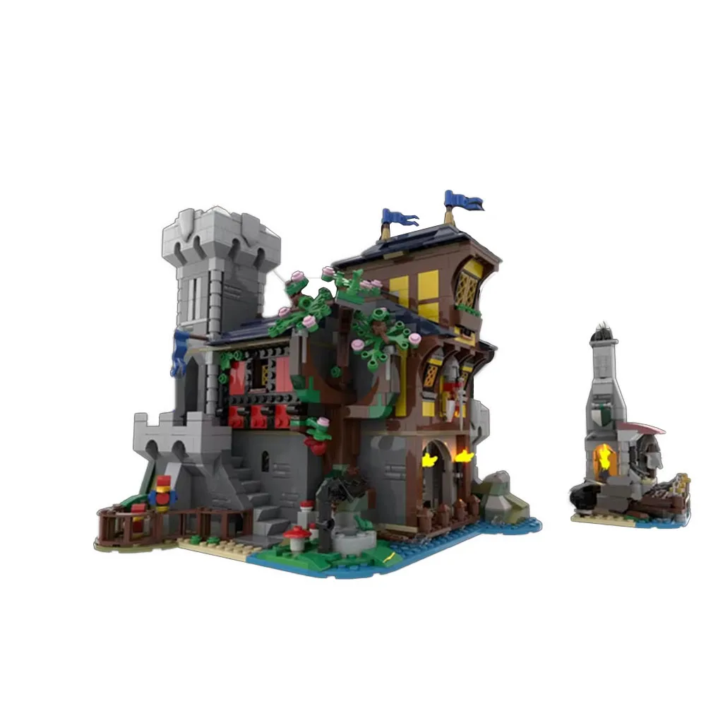 

1360 шт. MOC средневековая ретро архитектура таверна украшение интерьера DIY модель строительные блоки сборка игрушки детский подарок для мальчиков