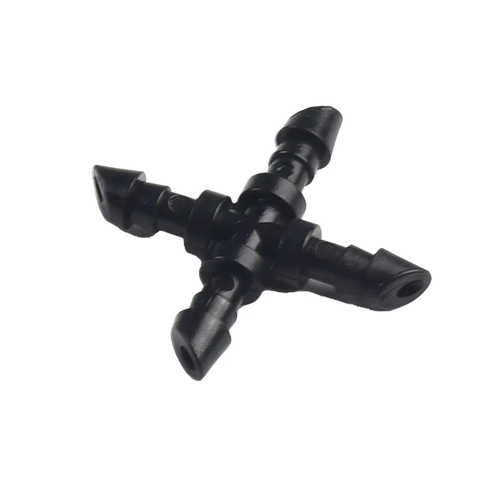 

50 шт., 4 мм, 4-сторонний колючий соединитель для орошения, фитинги для полива сада, пластиковые принадлежности для орошения низкого давления, разъем для воды