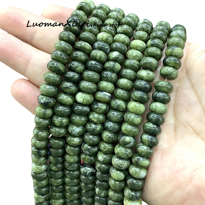 10x6MM Abacus Natural Stone Green Southern Jade Loose Rondelle Spacer Beads for Jewelry Making DIY Bracelet Charms Accessories