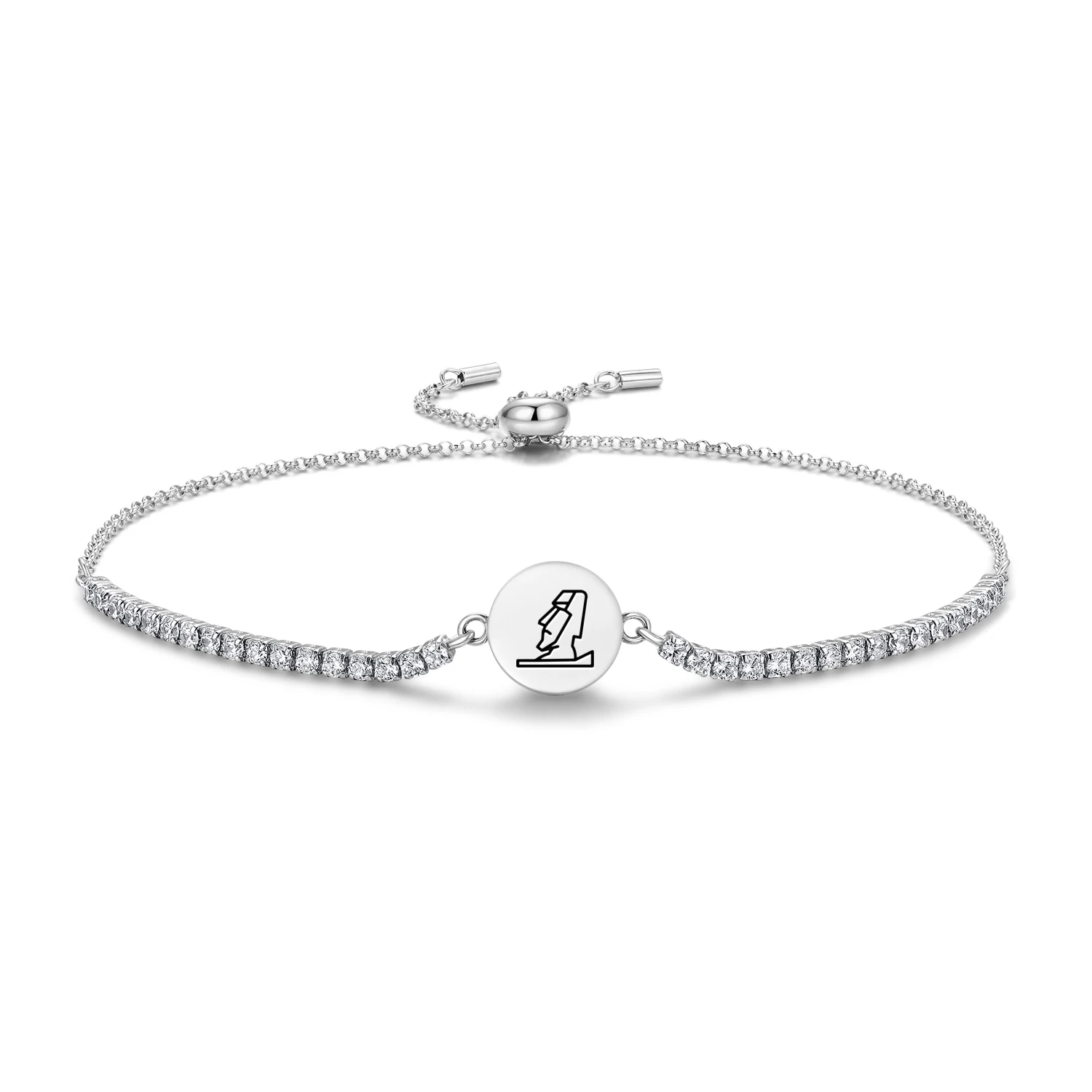 

Easter Island Rapa Nui Moai Statue Bracelet 925 Sterling Silver Symbol Adjustable Tennis Zircon Chain for Women Jewelry Popular
