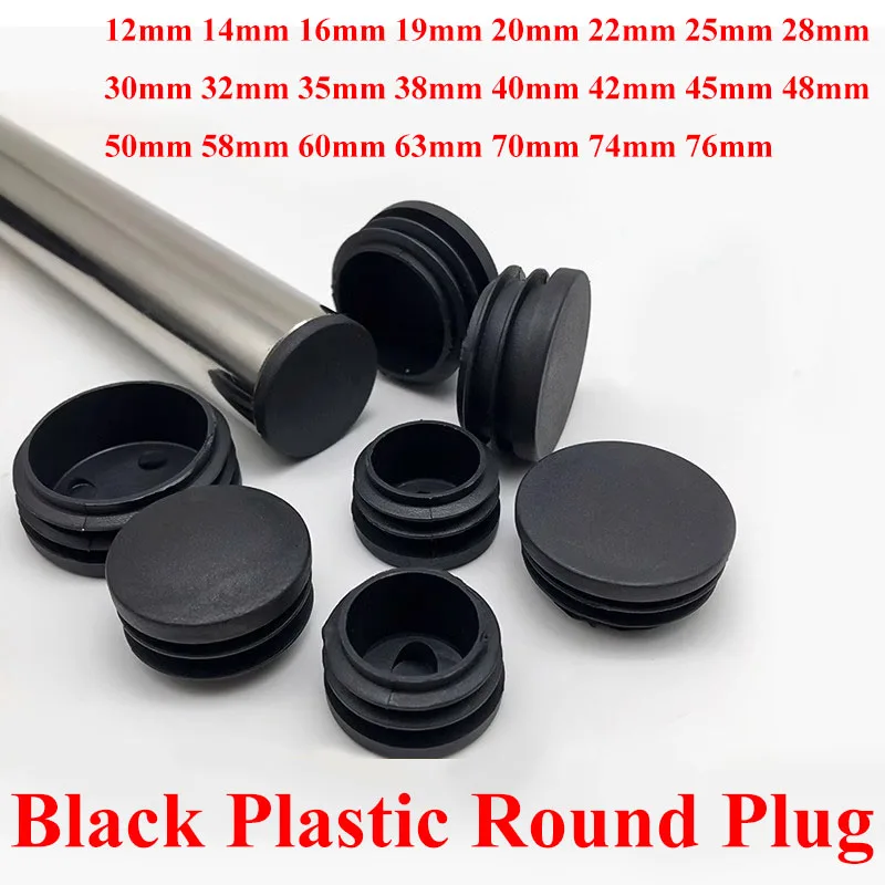 Thicken Black Round Plastic Blanking End Cap Diameter 12mm-76mm Tube Pipe Inserts Plug Bung Insert Stopper For Chair Leg Pipe