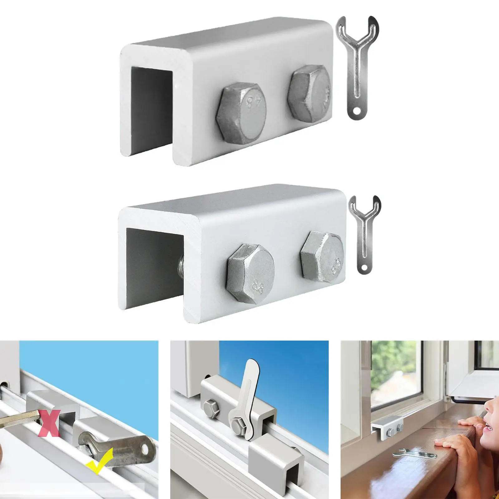 Sliding Door Lock Latch Childproof Kids Protection Hardware Sliding Window Locks Window Stoppers for Vertical Horizontal