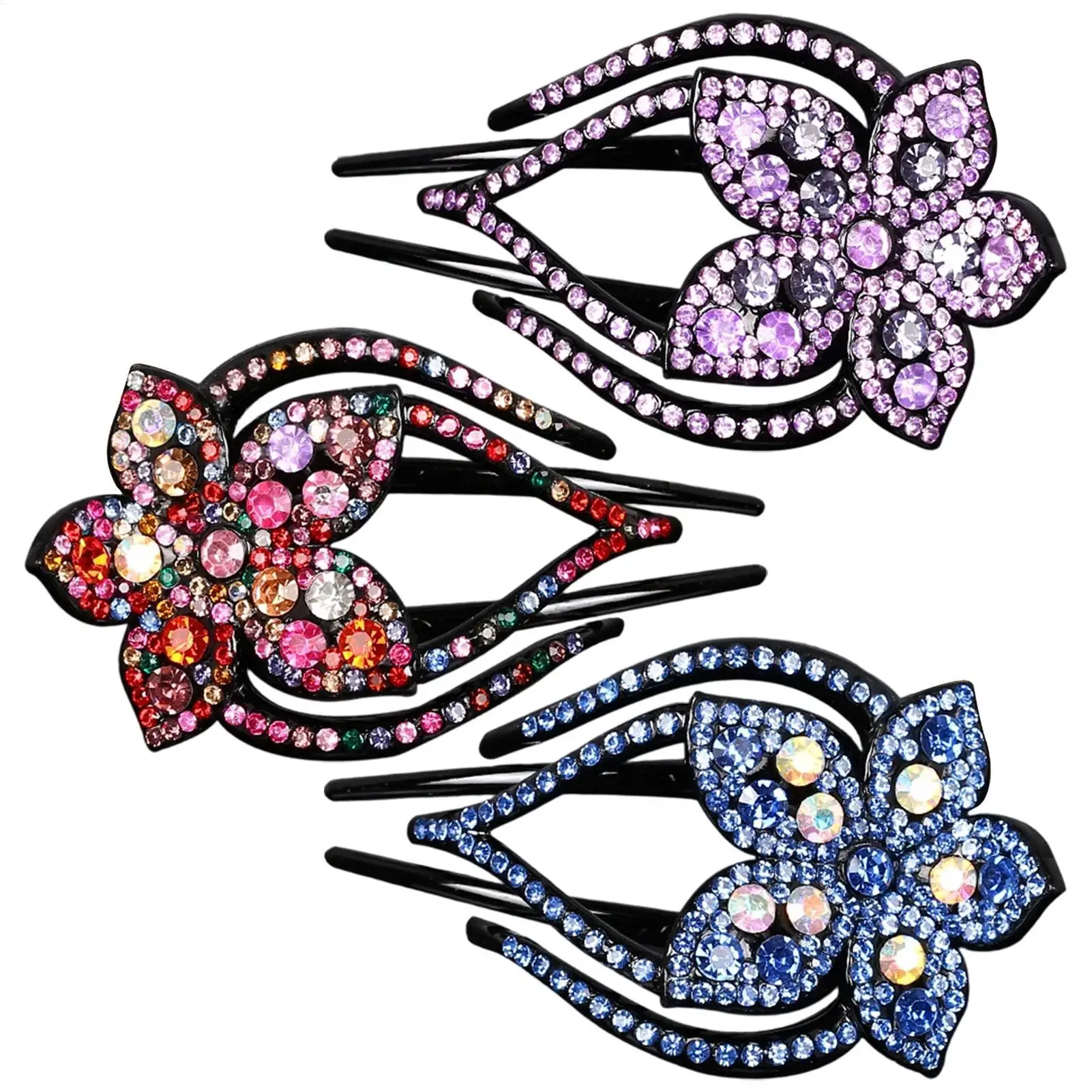 Hair Claws Clips 1PC Crystal Hair Clips Fashion Plastic Resin Insert Comb Hairgrip Accessories Rhinestone Hairpin Headwear