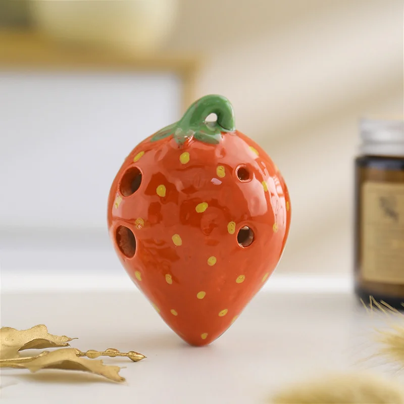 Strawberry Fruits Ocarina 6 Holes Creative Gradient Color Students Ceramics Handmade Ac Tone Orff Instruments For Beginners