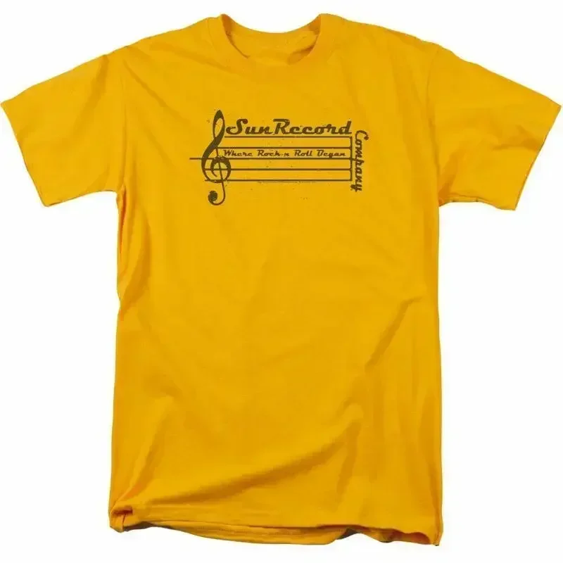 Sun Records Music Staff T Shirt Mens Licensed Rock Record Label Gold