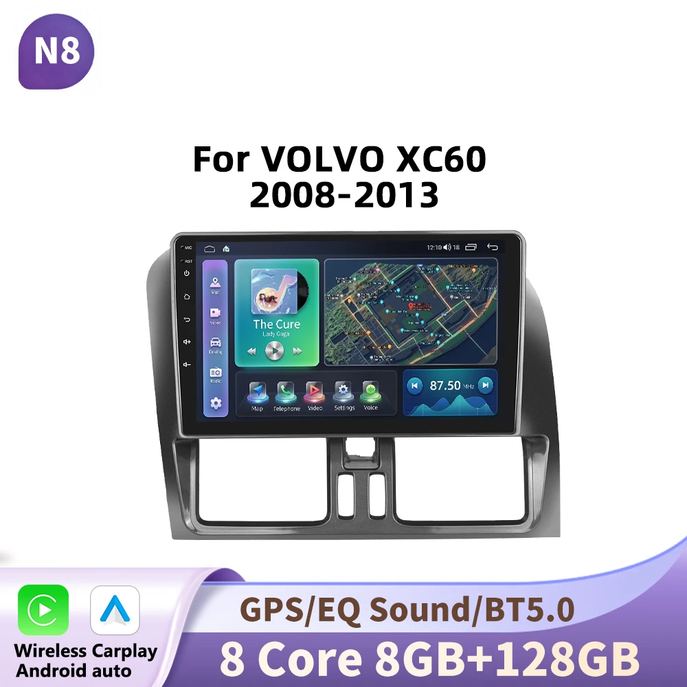 Podofo 2 Din Draadloze Carplay Android Autoradio Multimidia Video Speler Voor VOLVO XC60 2008-2013 GPS Navigatie 2din Auto stereo