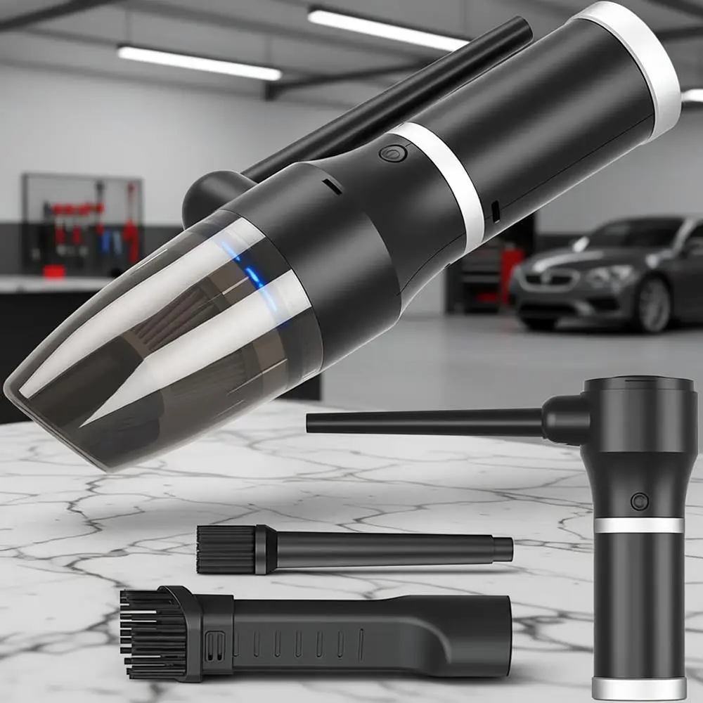 

Беспроводной воздуходув 77000 об/мин, 3-в-1: воздуходувка, съемный аккумулятор, замена баллончиков с пылесборником, очиститель клавиатуры, пылесос для ПК