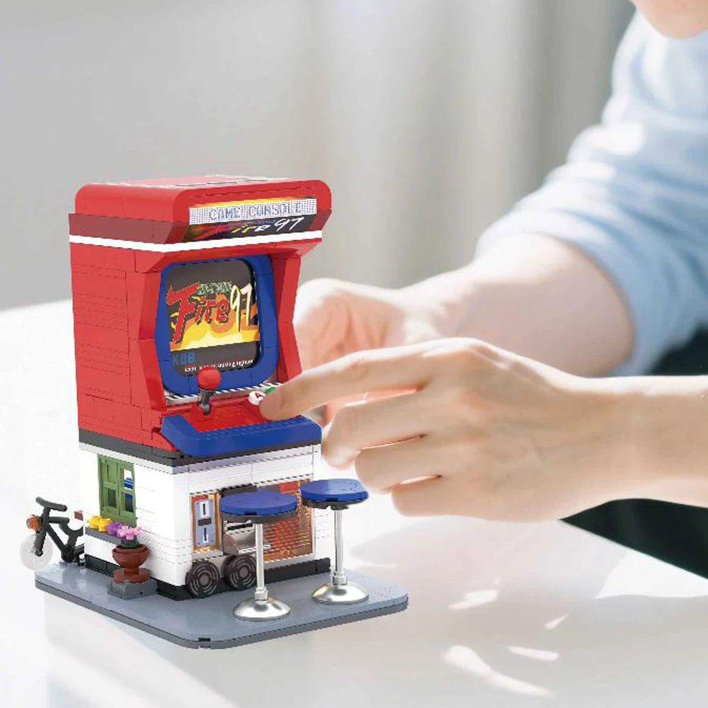 Idea City Street View Mini Block Klasyczna Gra Arcade Retro Sklep Figurki Model Zestawy Klocki do Składania Zabawka dla Dzieci Prezent