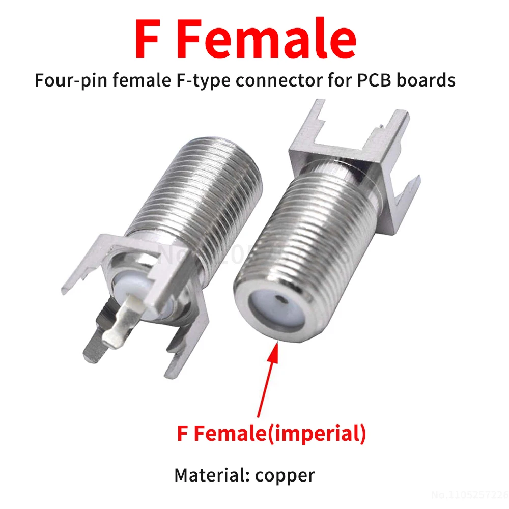Imperial 4-pin F-type female connector cable TV set-top box adapter PCB board F-type 4-pin female connector copper (1 pcs)