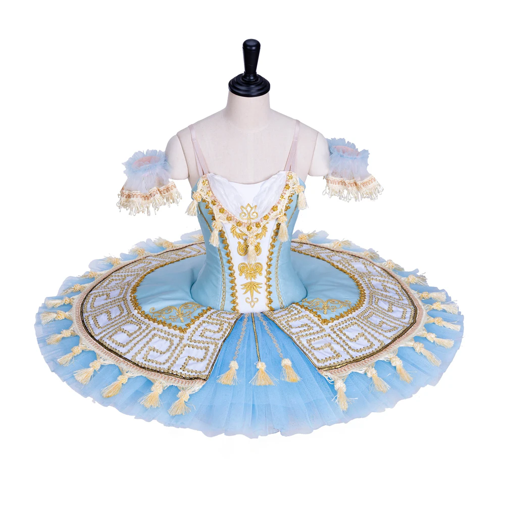 

FLTOTURE Professional Classical 10 Layers Sky Blue Elastic Bodies Sylvia Variation Ballet Nutcracker Tutu Skirts For Sale