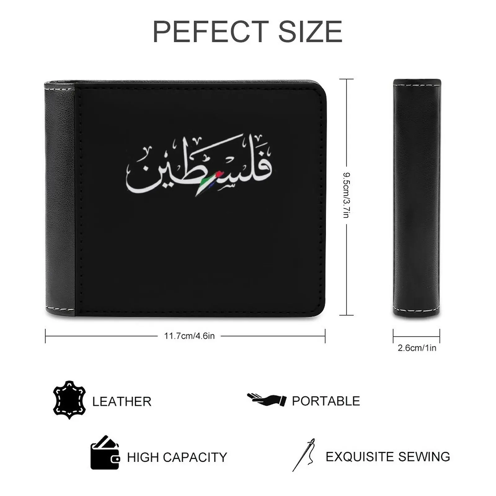 فلسطين الخط العلم كلمة في الرجال الناعمة محافظ جديدة محفظة حاملي بطاقات الائتمان للذكور المحافظ الرجال المحفظة فلسطين #2